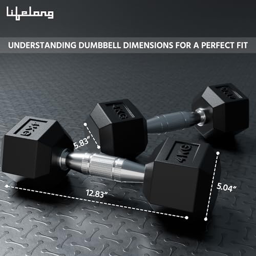 Lifelong PVC Hex Dumbbells Pack of 2 (5kg*2) Black Color for Home Gym Equipment Fitness Barbell|Gym Exercise|Home Workout, Gym Dumbbells|Dumbbells Weights for Men & Women (6 Months Warranty)