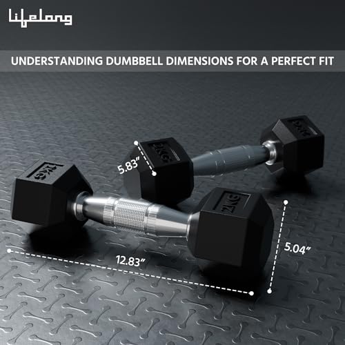 Lifelong PVC Hex Dumbbells Pack of 2 (5kg*2) Black Color for Home Gym Equipment Fitness Barbell|Gym Exercise|Home Workout, Gym Dumbbells|Dumbbells Weights for Men & Women (6 Months Warranty)
