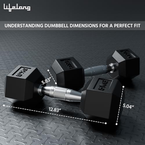 Lifelong PVC Hex Dumbbells Pack of 2 (5kg*2) Black Color for Home Gym Equipment Fitness Barbell|Gym Exercise|Home Workout, Gym Dumbbells|Dumbbells Weights for Men & Women (6 Months Warranty)