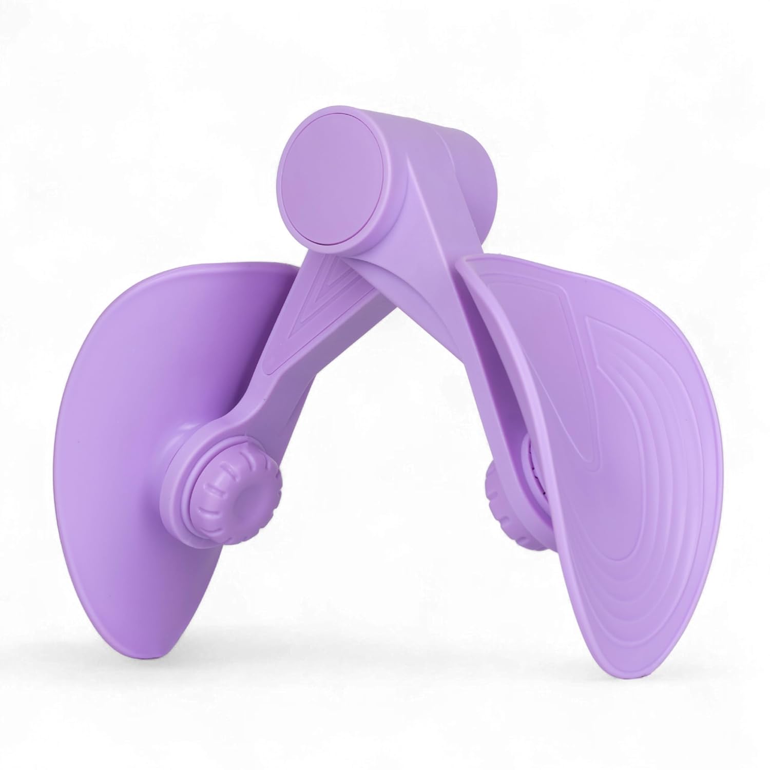 Purple plastic exercise thigh toner on white background, IndianChic home fitness accessory
