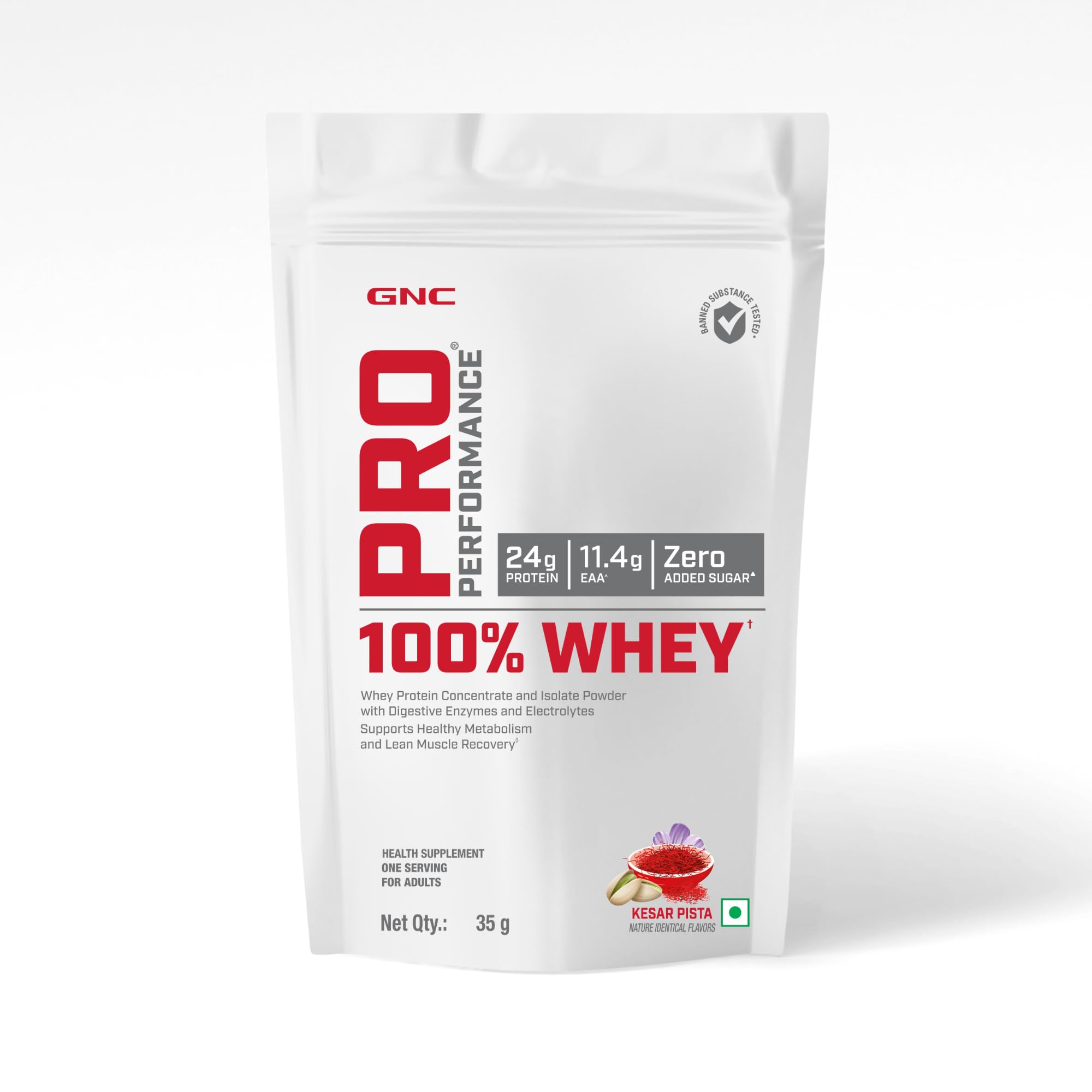 GNC Pro Performance 100% Whey Protein | 2 lbs | Muscle Growth | Muscle Recovery | DigeZyme® For Easy Digestion | Informed Choice Certified | 24g Protein | 5.5g BCAA | Chocolate Fudge | 907 gm