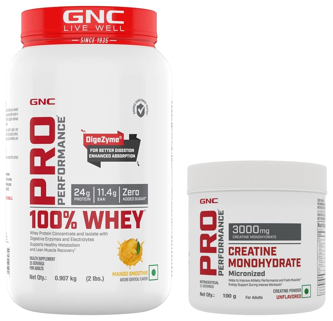 GNC Pro Performance 100% Whey Protein | 2 lbs | Muscle Growth | Muscle Recovery | DigeZyme® For Easy Digestion | Informed Choice Certified | 24g Protein | 5.5g BCAA | Chocolate Fudge | 907 gm