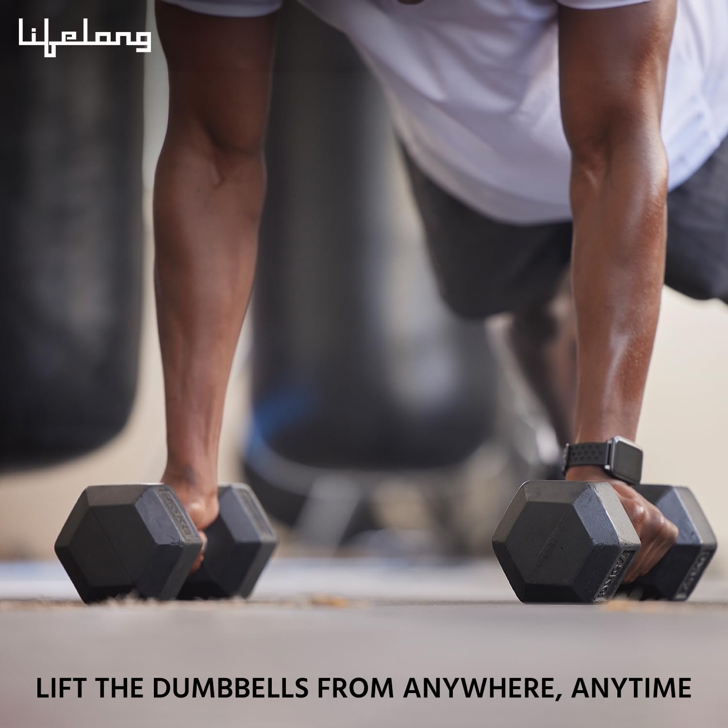 Lifelong PVC Hex Dumbbells Pack of 2 (5kg*2) Black Color for Home Gym Equipment Fitness Barbell|Gym Exercise|Home Workout, Gym Dumbbells|Dumbbells Weights for Men & Women (6 Months Warranty)