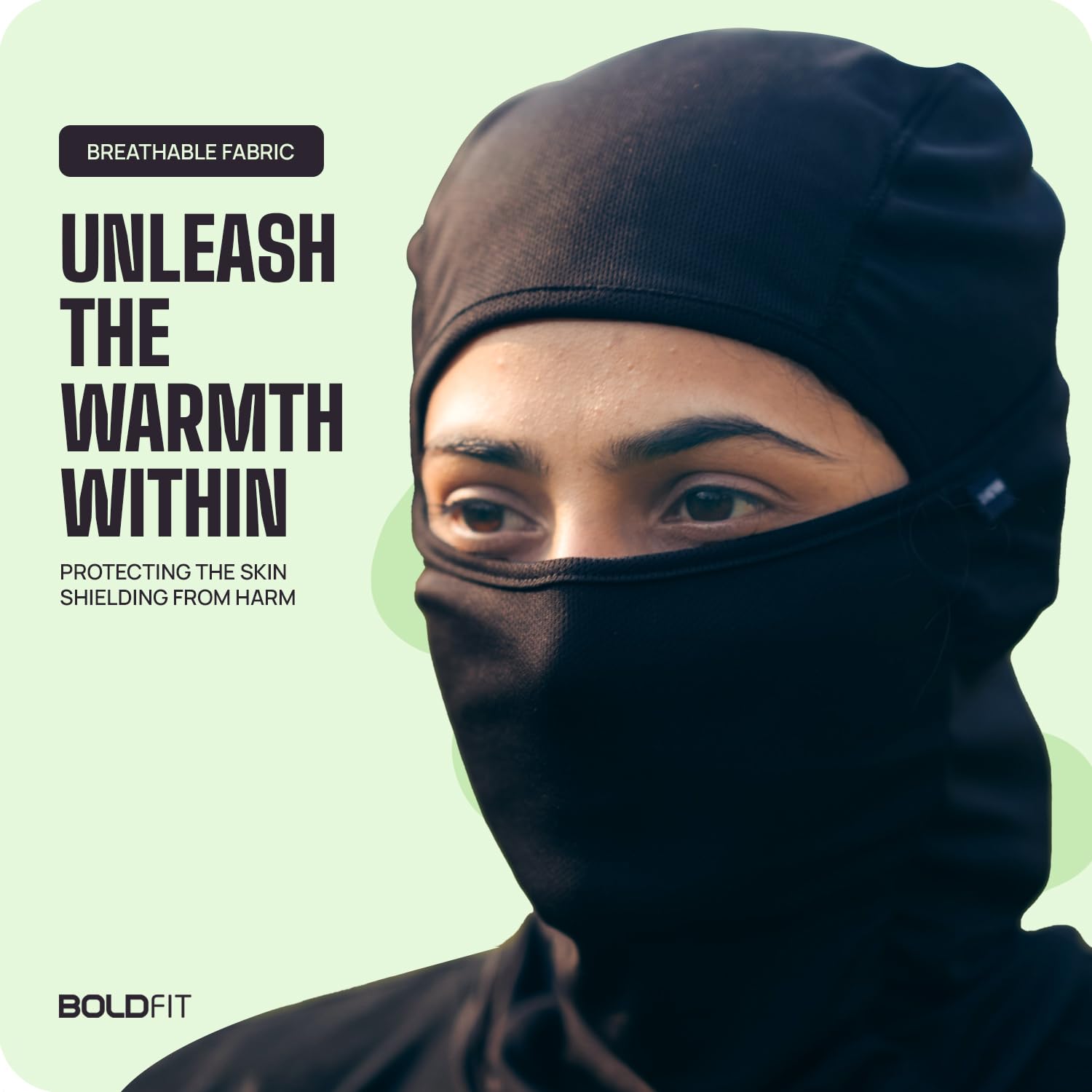 Boldfit face mask for Bikers Full face mask for Bikers Helmet Head Cover Balaclava for Men Bike Riding & Biker Head Cover for Helmet for Men Balaclava for Adult Black Masks for Bike Riding - Black