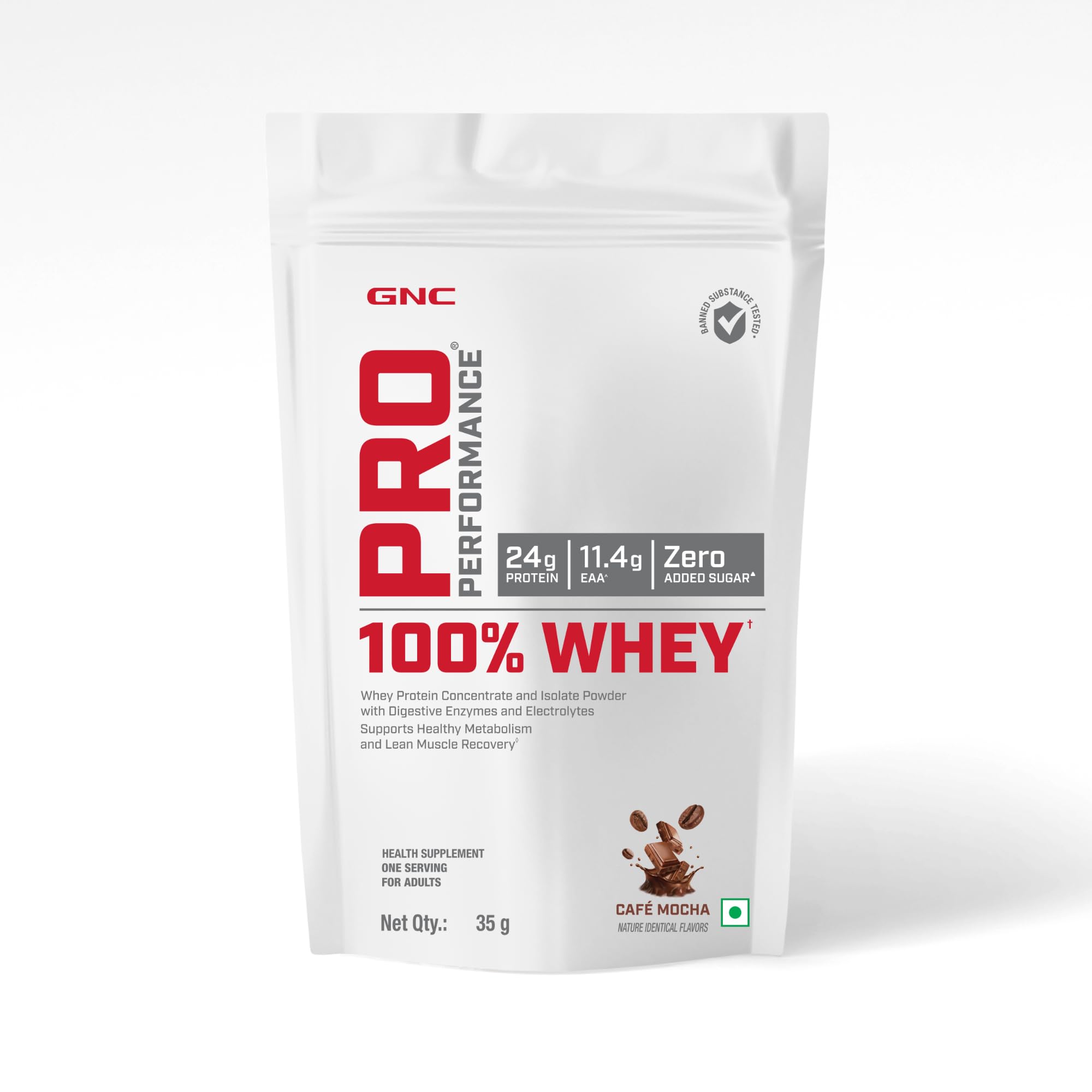 GNC Pro Performance 100% Whey Protein | 2 lbs | Muscle Growth | Muscle Recovery | DigeZyme® For Easy Digestion | Informed Choice Certified | 24g Protein | 5.5g BCAA | Chocolate Fudge | 907 gm