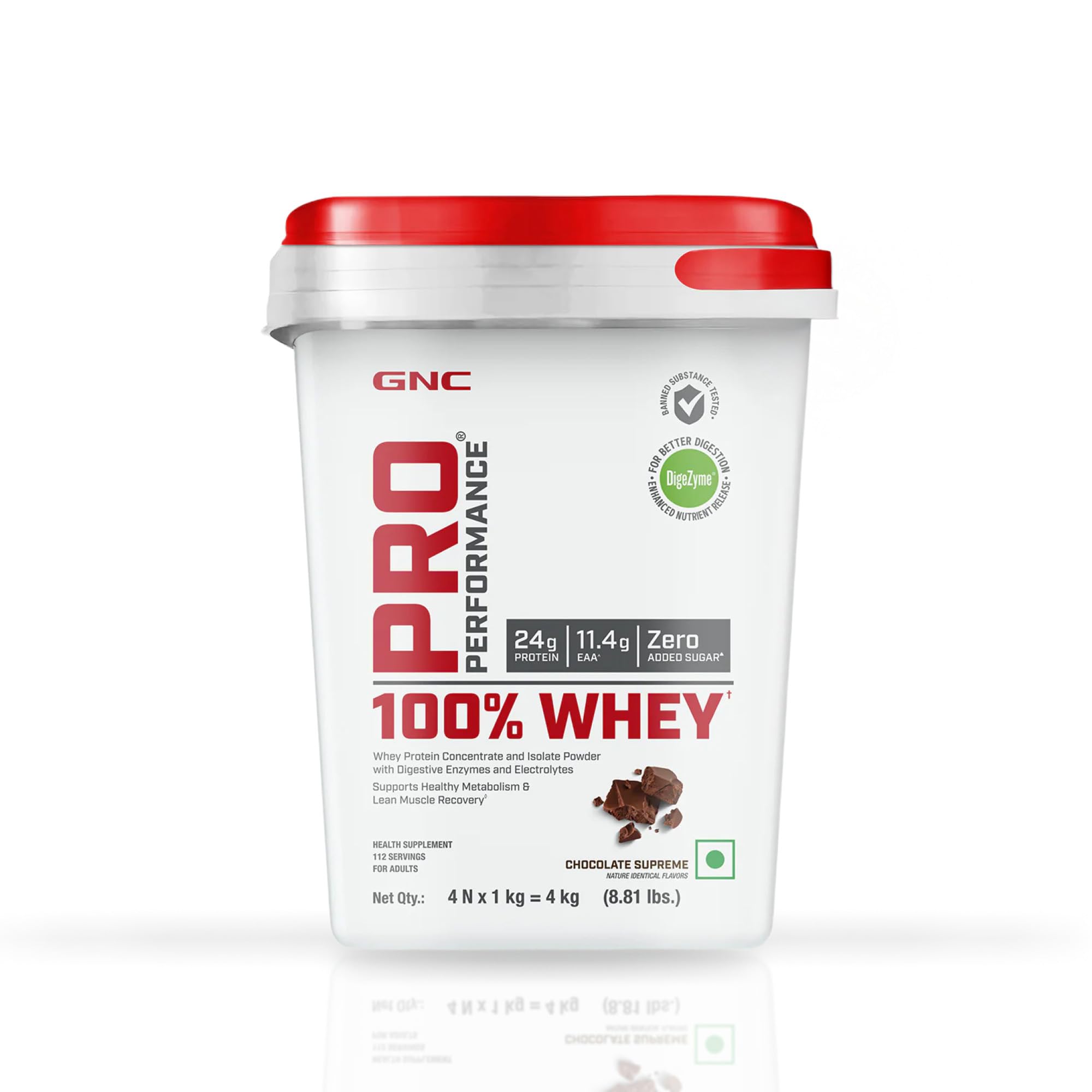 GNC Pro Performance 100% Whey Protein | 2 lbs | Muscle Growth | Muscle Recovery | DigeZyme® For Easy Digestion | Informed Choice Certified | 24g Protein | 5.5g BCAA | Chocolate Fudge | 907 gm