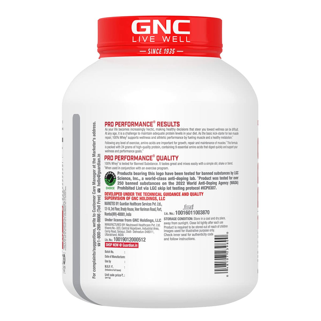GNC Pro Performance 100% Whey Protein | 2 lbs | Muscle Growth | Muscle Recovery | DigeZyme® For Easy Digestion | Informed Choice Certified | 24g Protein | 5.5g BCAA | Chocolate Fudge | 907 gm