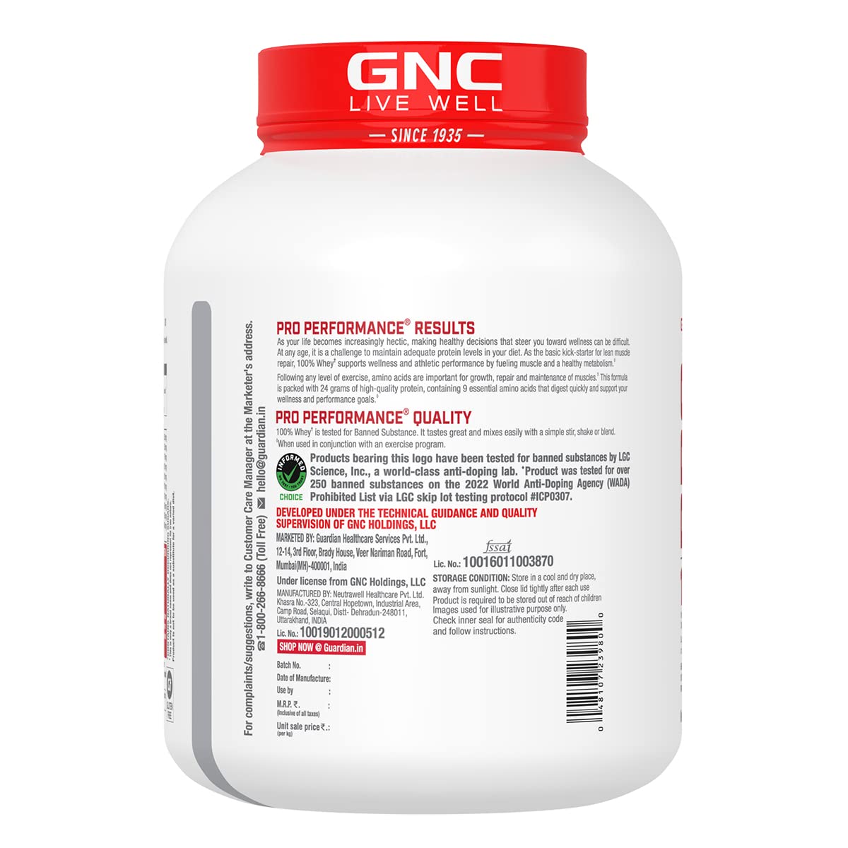 GNC Pro Performance 100% Whey Protein | 2 lbs | Muscle Growth | Muscle Recovery | DigeZyme® For Easy Digestion | Informed Choice Certified | 24g Protein | 5.5g BCAA | Chocolate Fudge | 907 gm
