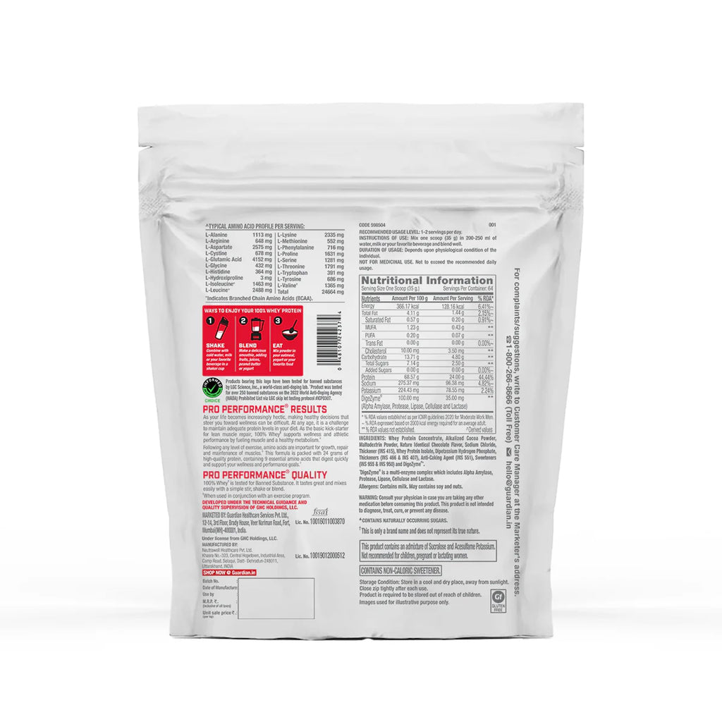 GNC Pro Performance 100% Whey Protein | 2 lbs | Muscle Growth | Muscle Recovery | DigeZyme® For Easy Digestion | Informed Choice Certified | 24g Protein | 5.5g BCAA | Chocolate Fudge | 907 gm