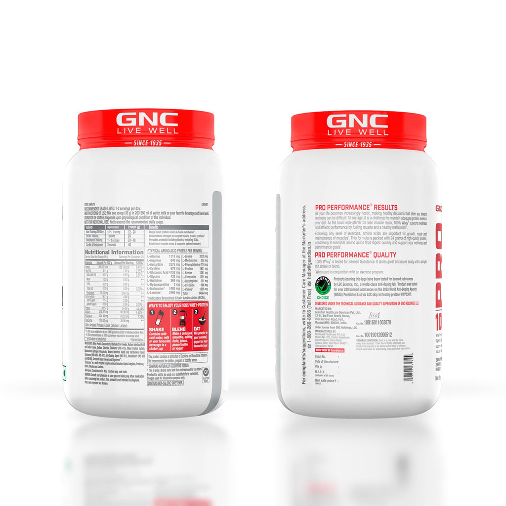 GNC Pro Performance 100% Whey Protein | 2 lbs | Muscle Growth | Muscle Recovery | DigeZyme® For Easy Digestion | Informed Choice Certified | 24g Protein | 5.5g BCAA | Chocolate Fudge | 907 gm