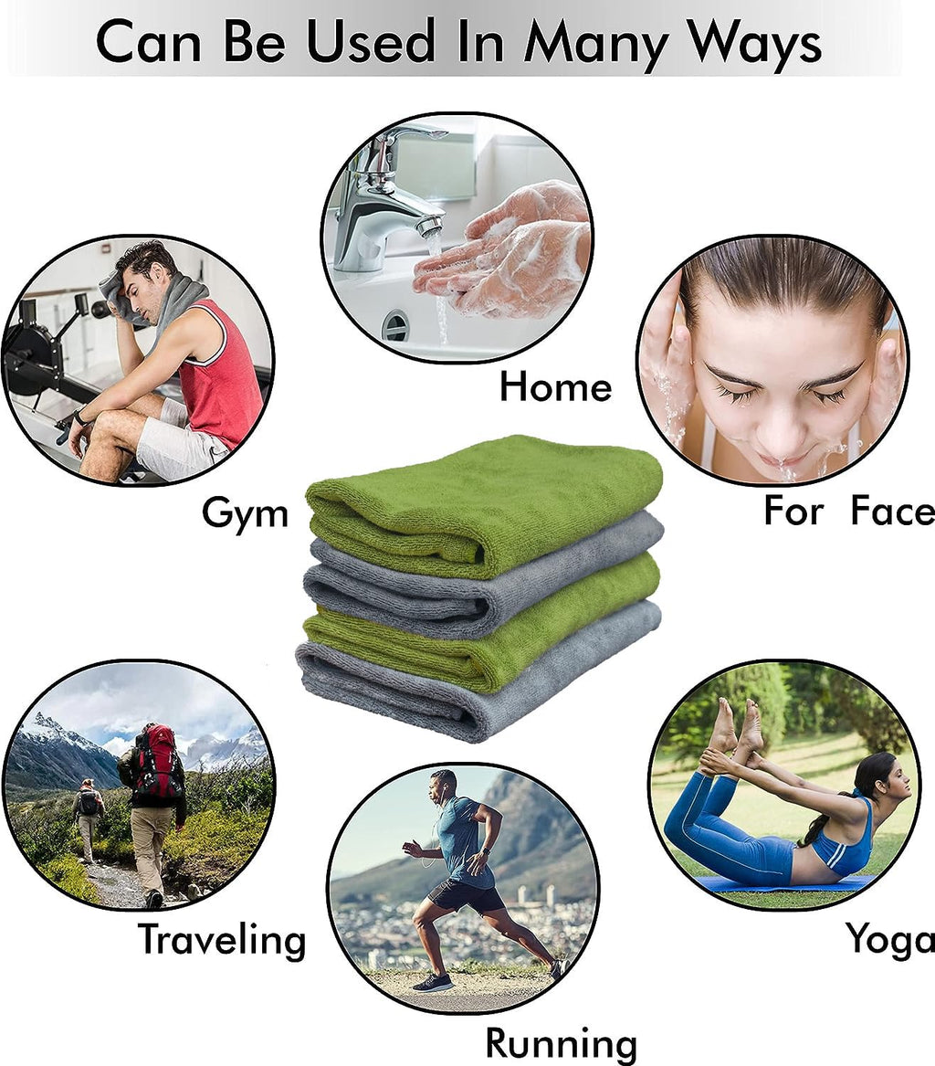 Yellow Weaves Super Soft Microfiber Hand Towels, Gym & Workout Towels 400 GSM, Multicolour 8, Set of 4
