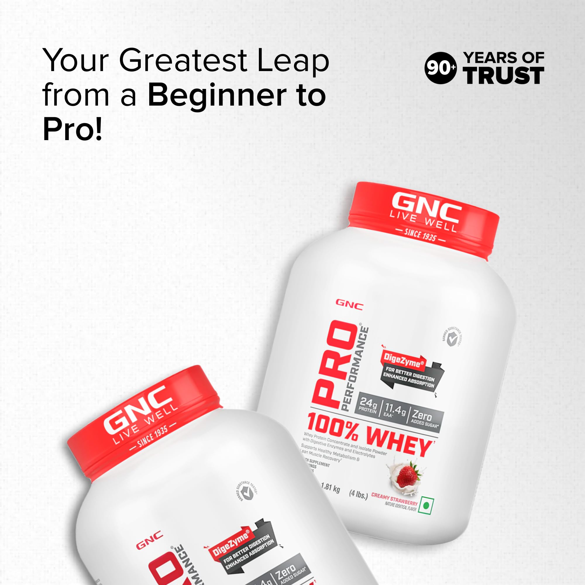 GNC Pro Performance 100% Whey Protein | 2 lbs | Muscle Growth | Muscle Recovery | DigeZyme® For Easy Digestion | Informed Choice Certified | 24g Protein | 5.5g BCAA | Chocolate Fudge | 907 gm