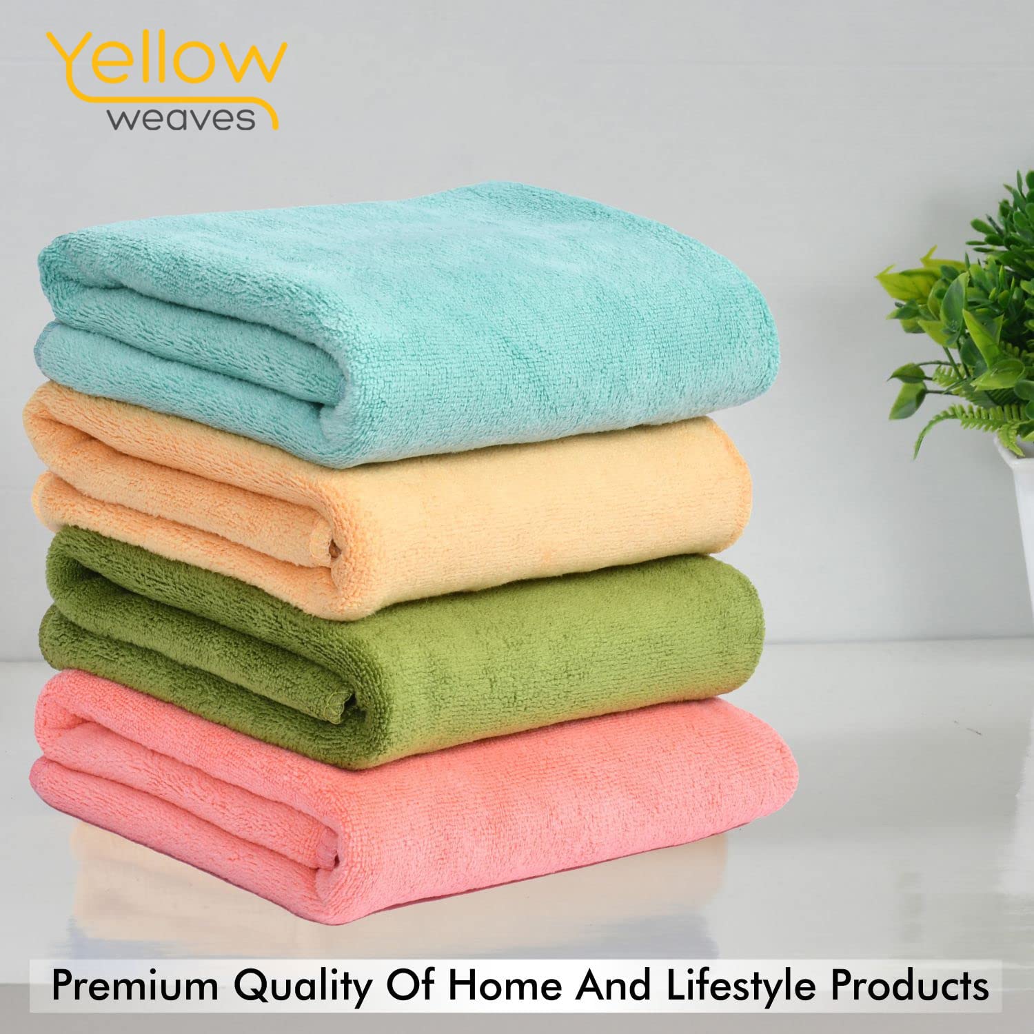 Yellow Weaves Super Soft Microfiber Hand Towels, Gym & Workout Towels 400 GSM, Multicolour 8, Set of 4