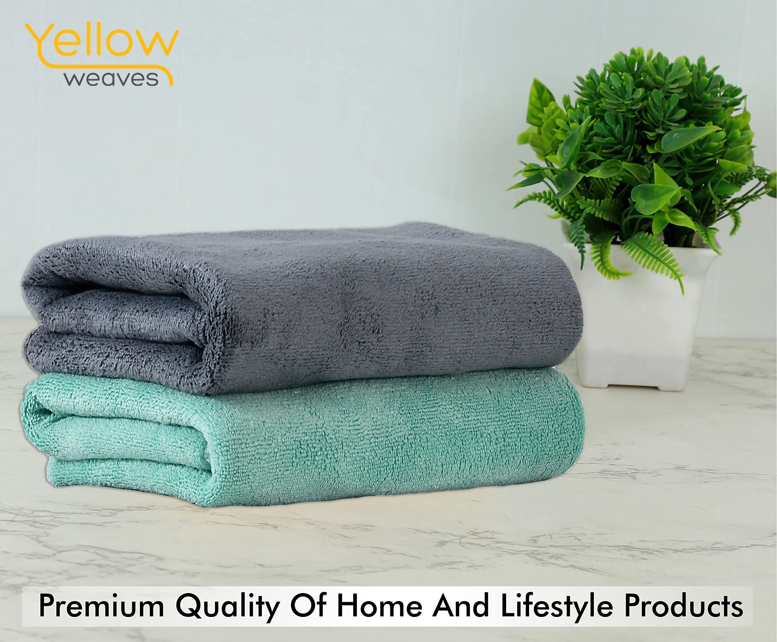 Yellow Weaves Super Soft Microfiber Hand Towels, Gym & Workout Towels 400 GSM, Multicolour 8, Set of 4