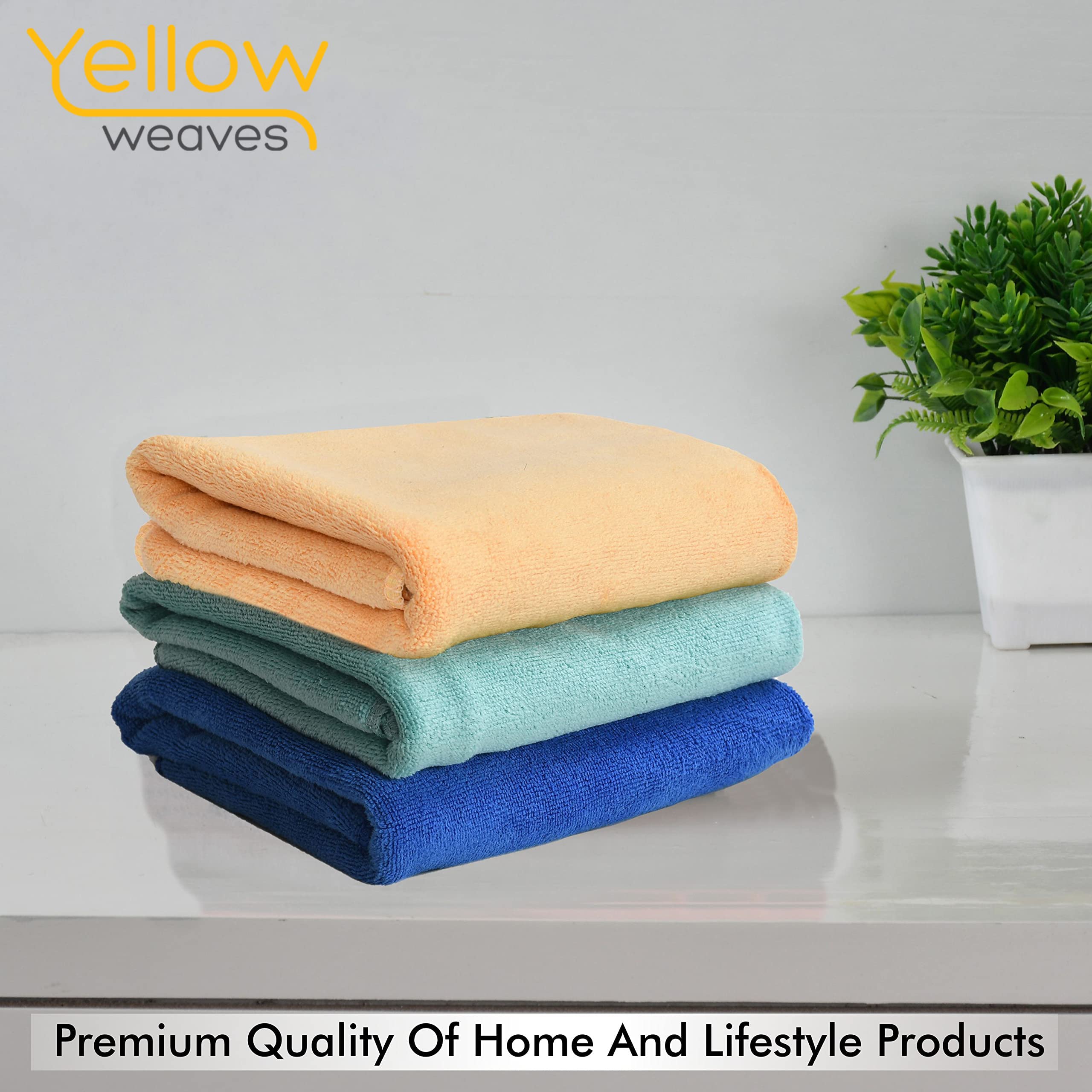 Yellow Weaves Super Soft Microfiber Hand Towels, Gym & Workout Towels 400 GSM, Multicolour 8, Set of 4