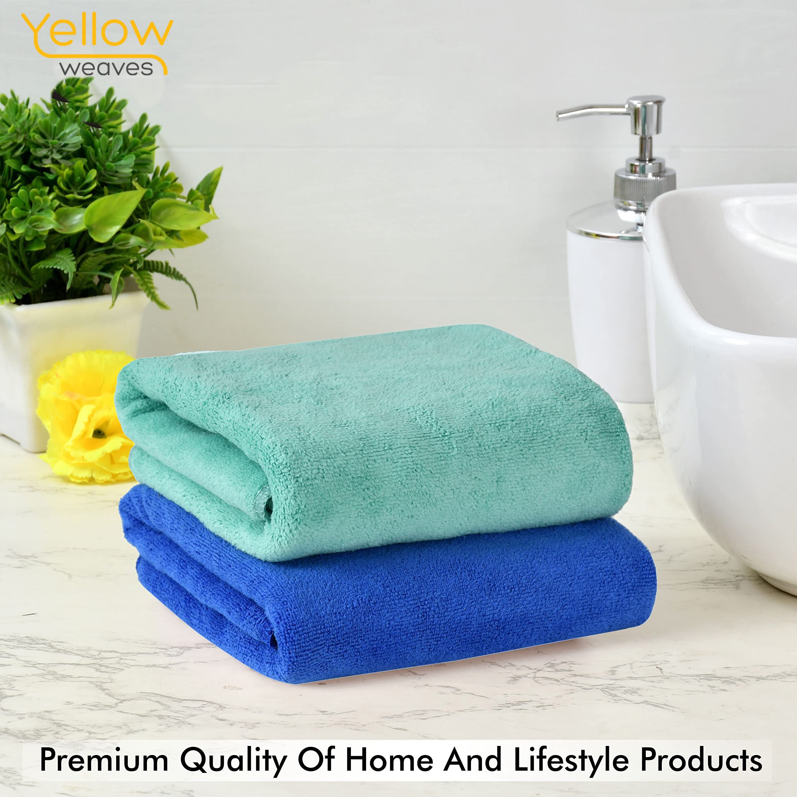 Yellow Weaves Super Soft Microfiber Hand Towels, Gym & Workout Towels 400 GSM, Multicolour 8, Set of 4
