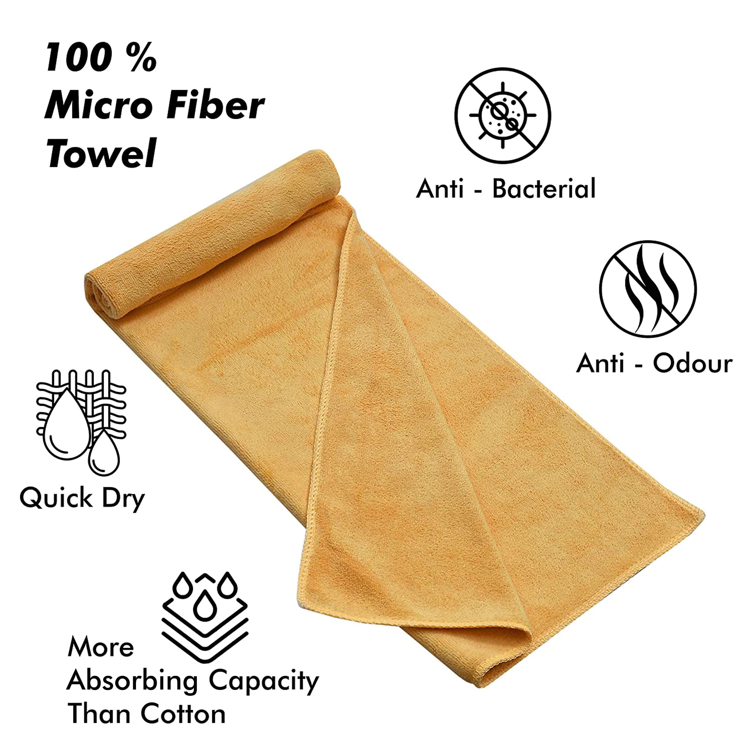 Yellow Weaves Super Soft Microfiber Hand Towels, Gym & Workout Towels 400 GSM, Multicolour 8, Set of 4