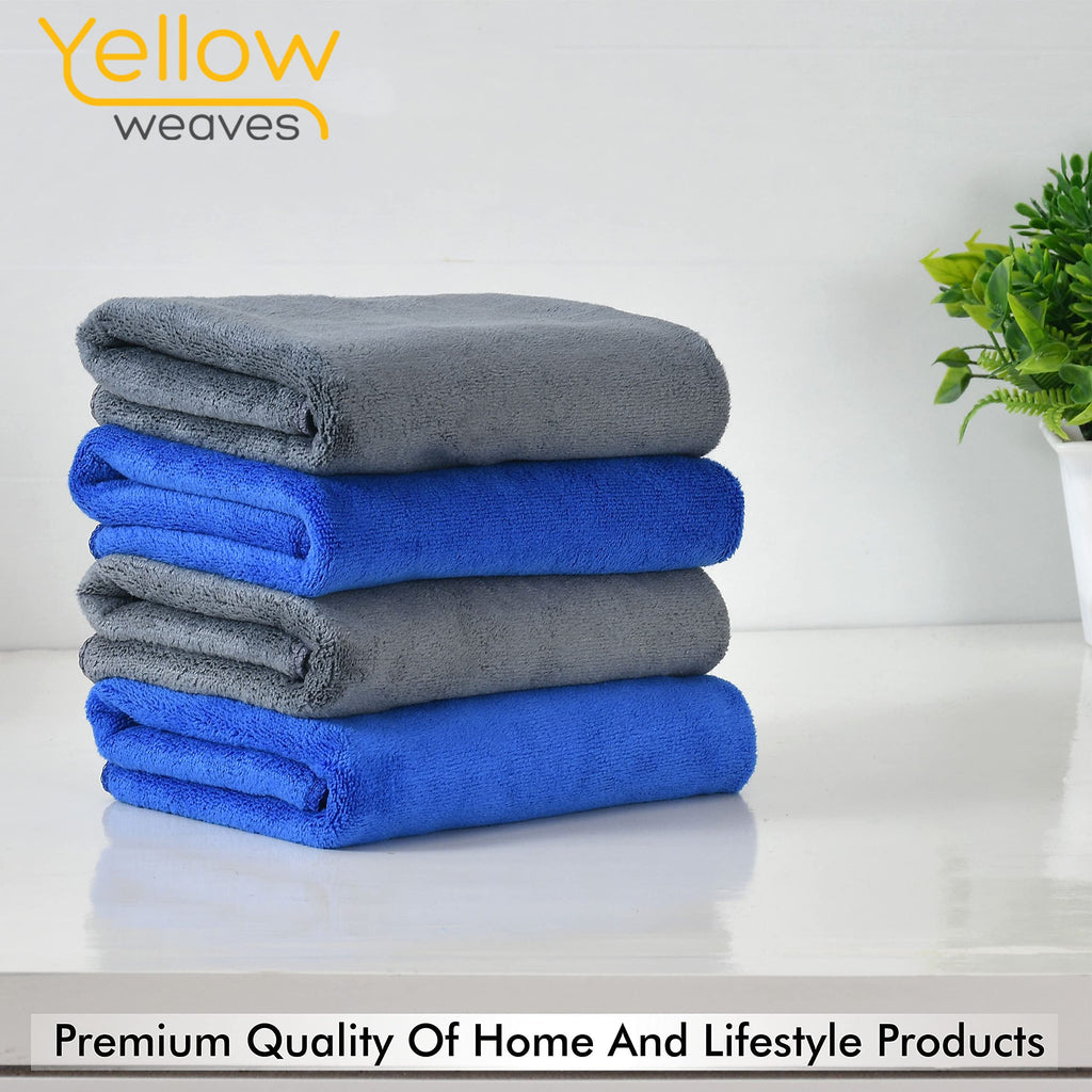 Yellow Weaves Super Soft Microfiber Hand Towels, Gym & Workout Towels 400 GSM, Multicolour 8, Set of 4