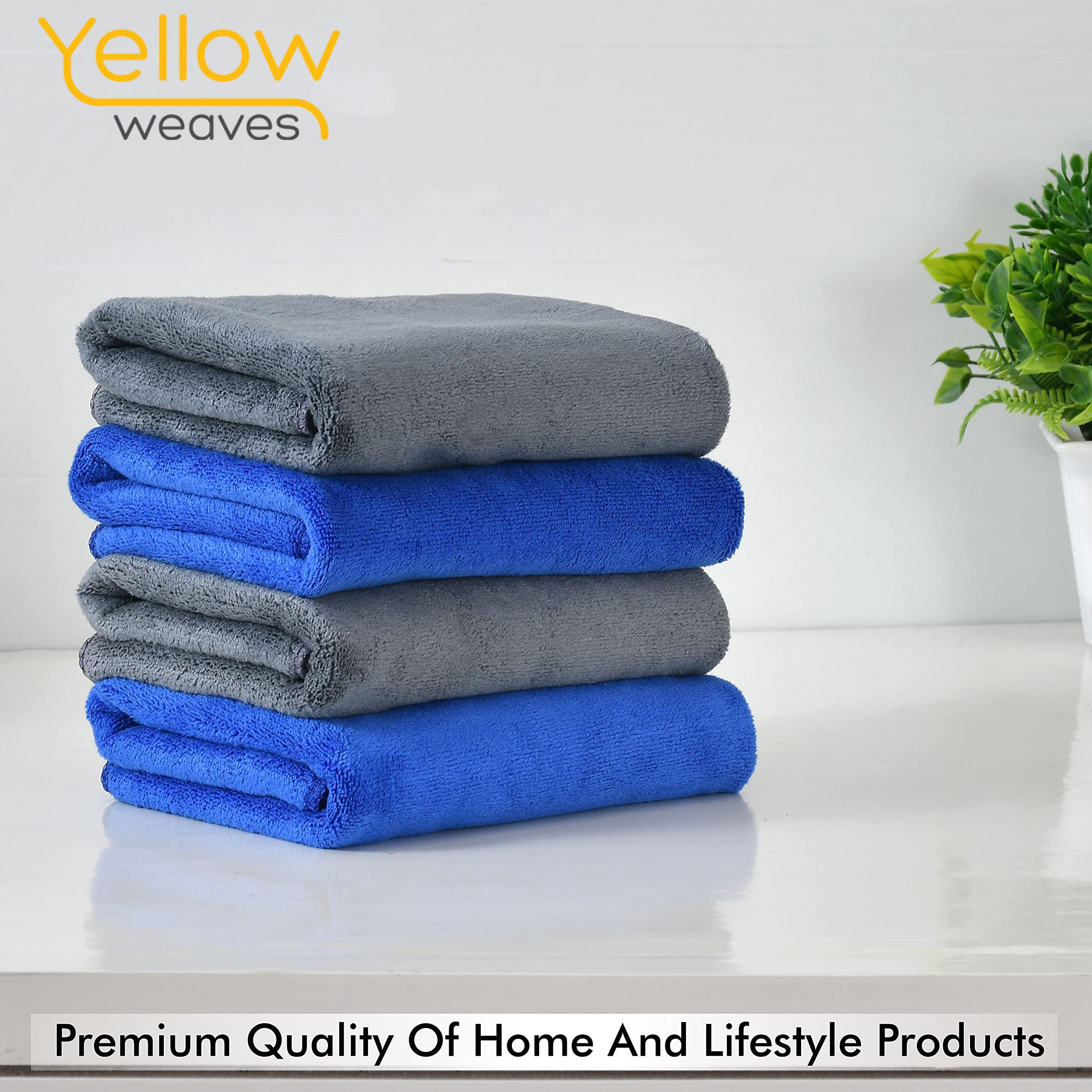 Yellow Weaves Super Soft Microfiber Hand Towels, Gym & Workout Towels 400 GSM, Multicolour 8, Set of 4