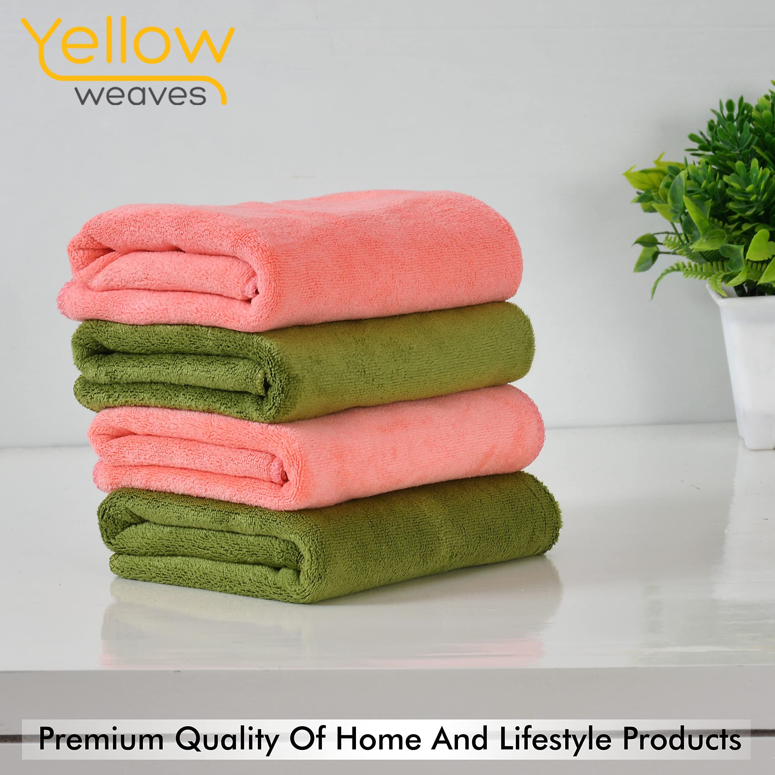 Yellow Weaves Super Soft Microfiber Hand Towels, Gym & Workout Towels 400 GSM, Multicolour 8, Set of 4