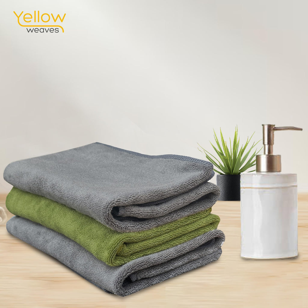 Yellow Weaves Super Soft Microfiber Hand Towels, Gym & Workout Towels 400 GSM, Multicolour 8, Set of 4