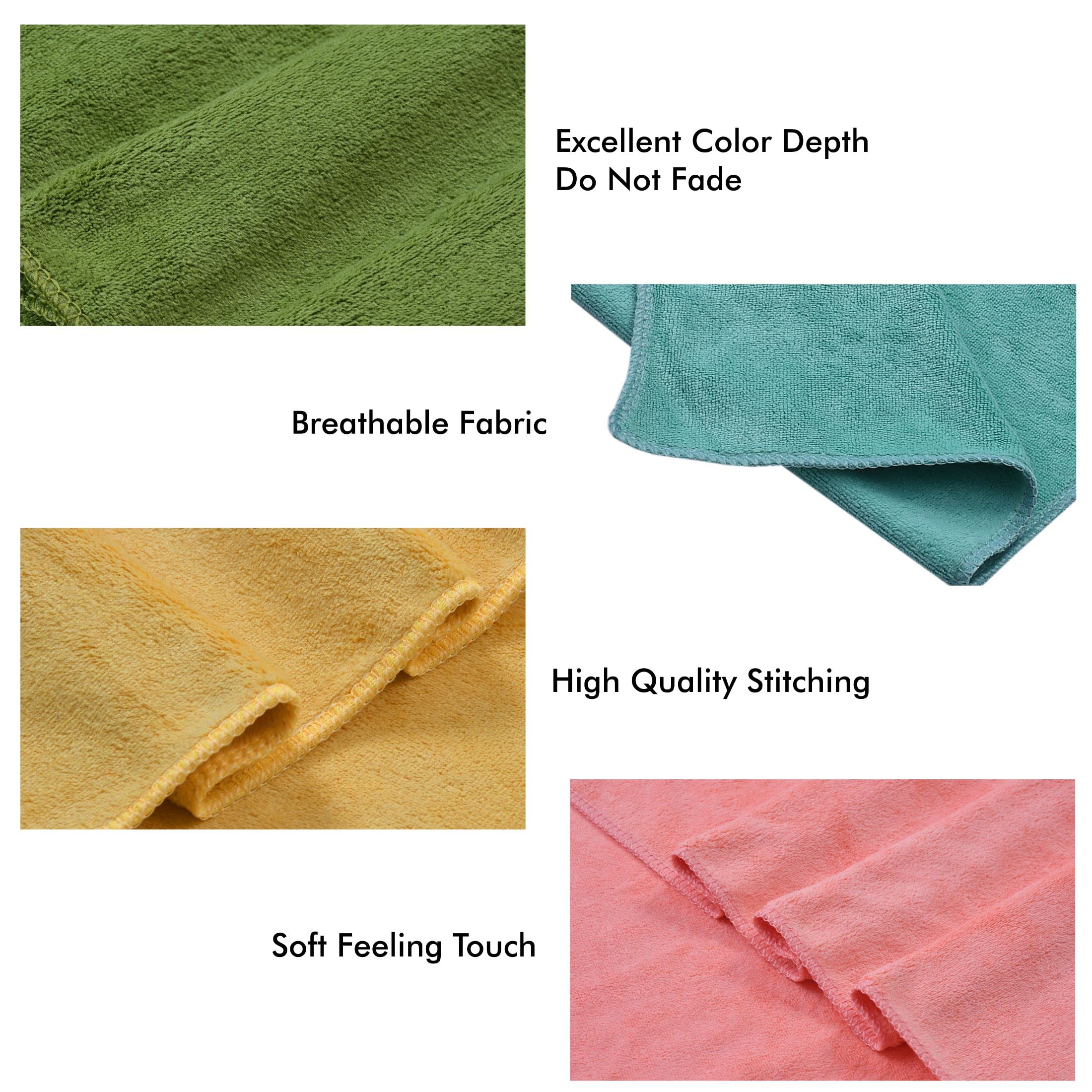 Yellow Weaves Super Soft Microfiber Hand Towels, Gym & Workout Towels 400 GSM, Multicolour 8, Set of 4