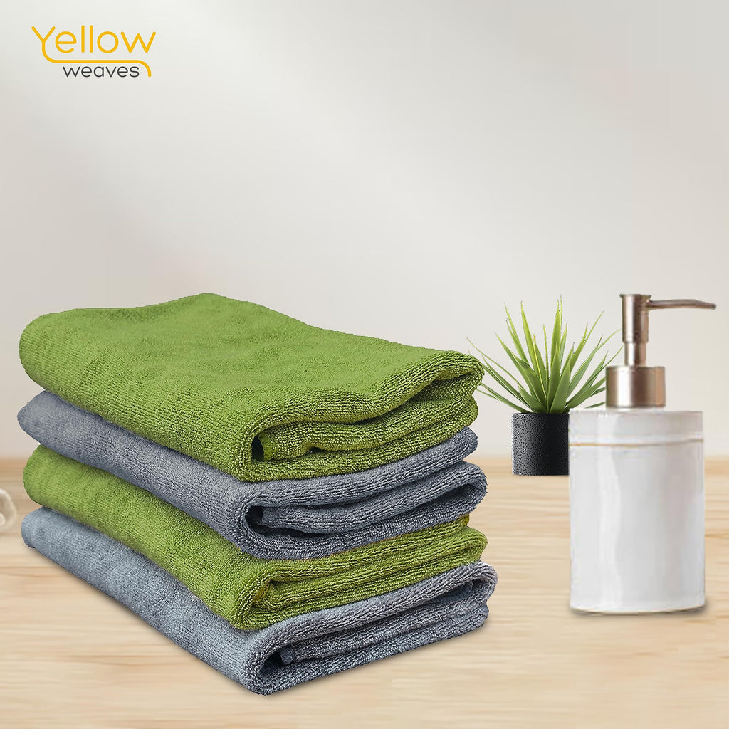 Yellow Weaves Super Soft Microfiber Hand Towels, Gym & Workout Towels 400 GSM, Multicolour 8, Set of 4