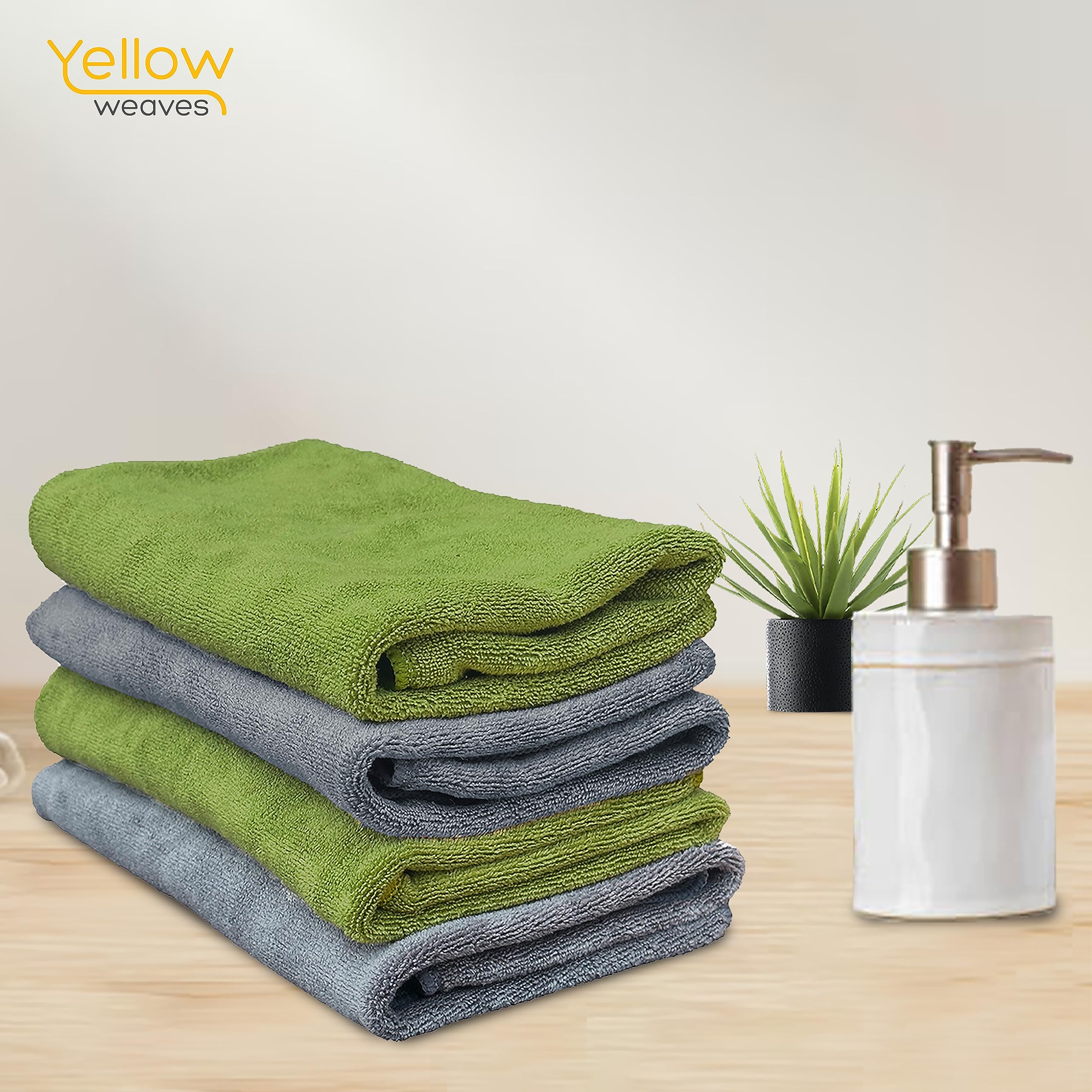 Yellow Weaves Super Soft Microfiber Hand Towels, Gym & Workout Towels 400 GSM, Multicolour 8, Set of 4