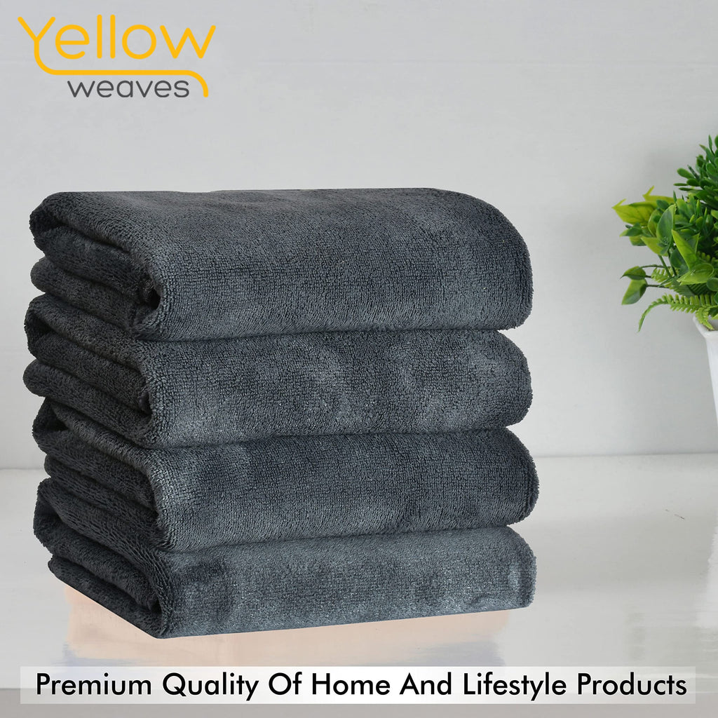 Yellow Weaves Super Soft Microfiber Hand Towels, Gym & Workout Towels 400 GSM, Multicolour 8, Set of 4