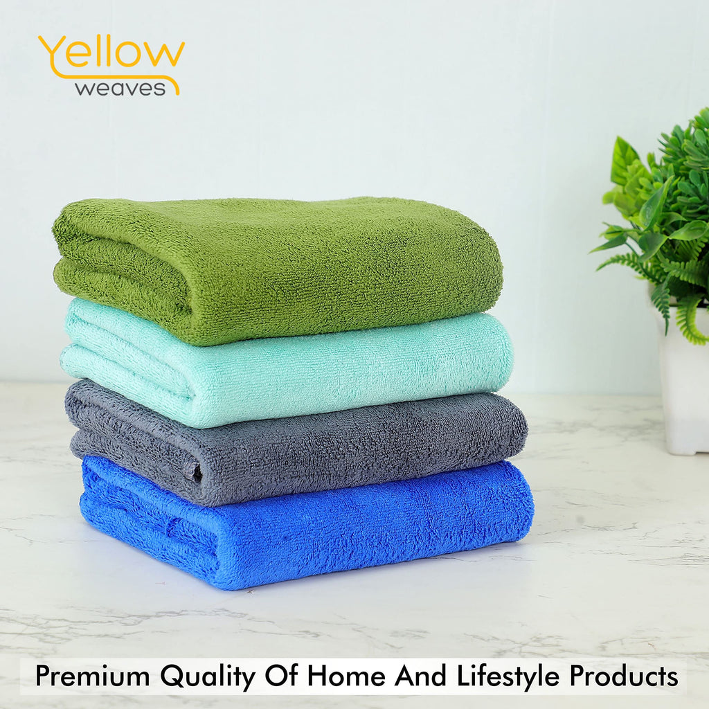 Yellow Weaves Super Soft Microfiber Hand Towels, Gym & Workout Towels 400 GSM, Multicolour 8, Set of 4